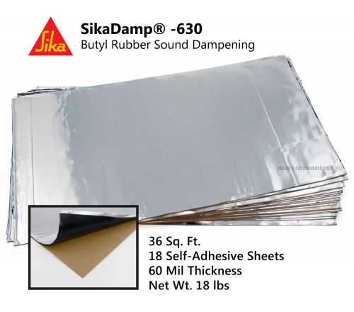 Sikadamp 630 butyl sound deadener 36sqft 60mil self-adhesive insulation mats