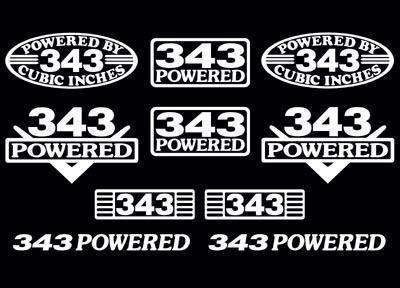 10 decal set 343 ci v8 powered engine stickers emblems vinyl decals