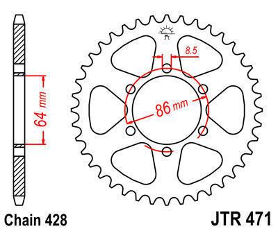 Jt sprocket rear 48t steel fits kawasaki kd175 a1-a4 1976-1979