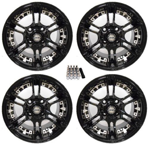 Madjax 10&#034; mirage black/white golf cart wheels/rims ez-go &amp; club car