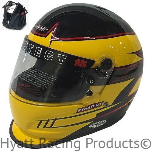 Pyrotect pro airflow duckbill auto racing helmet sa2015 - yellow rebel graphic