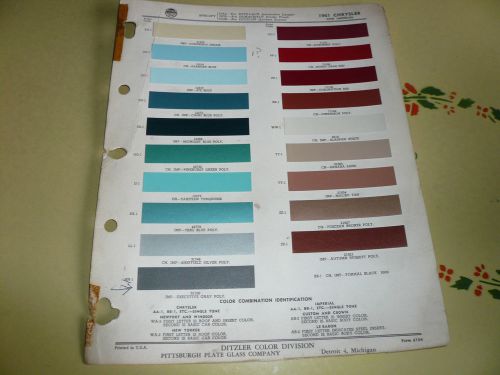 1961 chrysler &amp; imperial ditzler color chip paint sample - vintage