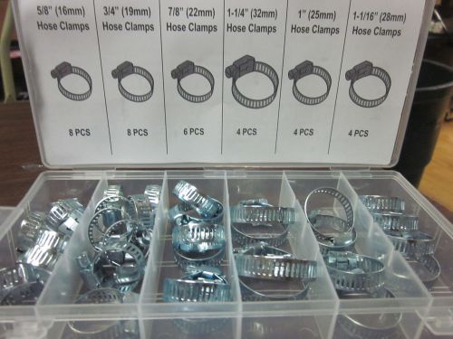 34pc g industrial tool 5/8&#034;-1-1/4&#034; steel hose clamp assortment worm drive hca-34