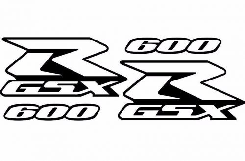 Gsxr 600 fairing &amp; tail decal set, white, fits suzuki gsx-r, 4pcs, stickers kit