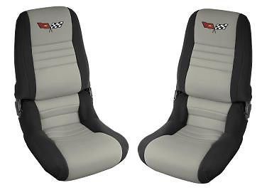 1982 corvette neoprene seat covers w/ logo - black - gray insert