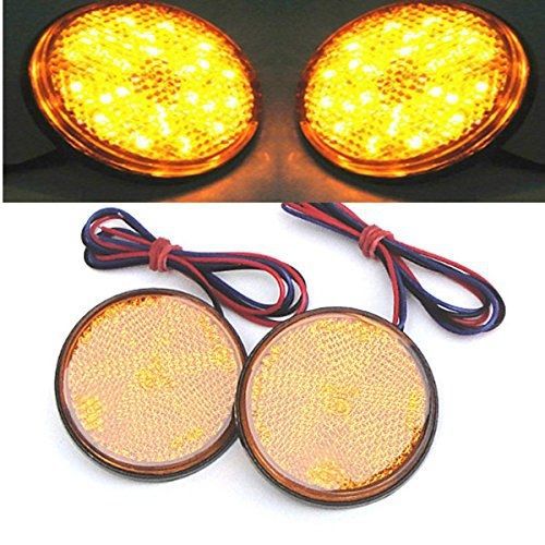 Qiorange pair 24 led round reflectors tail brake stop marker light truck trailer