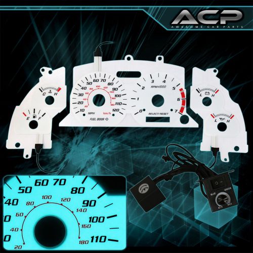 White indiglo gauge dashboard cluster upgrade for 1999-2004 mustang 6cyl jdm