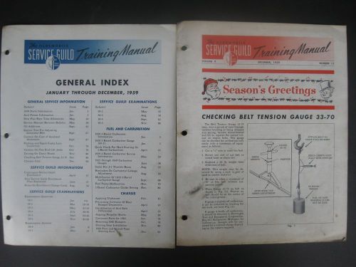 Vintage 1959 oldsmobile service guild training manual index, dec. issue, letter