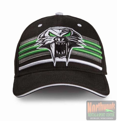 Arctic cat cathead and stripes adjustable hat cap - black &amp; green 5253-133