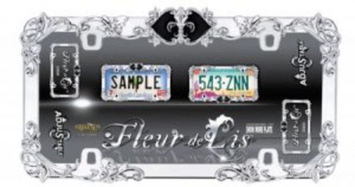Chrome fleur de lis adjustable license plate frame - 22835