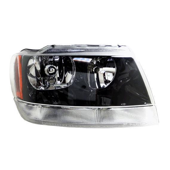 Grand cherokee headlight headlamp assembly black bezel passenger side right rh