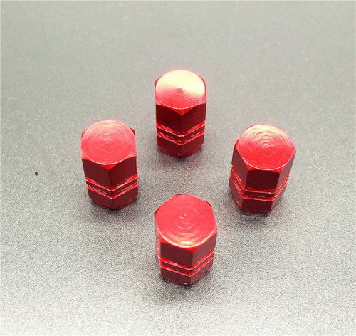 4pcs red aluminum tire wheel rims stem air valve caps tyre cover car truck bike