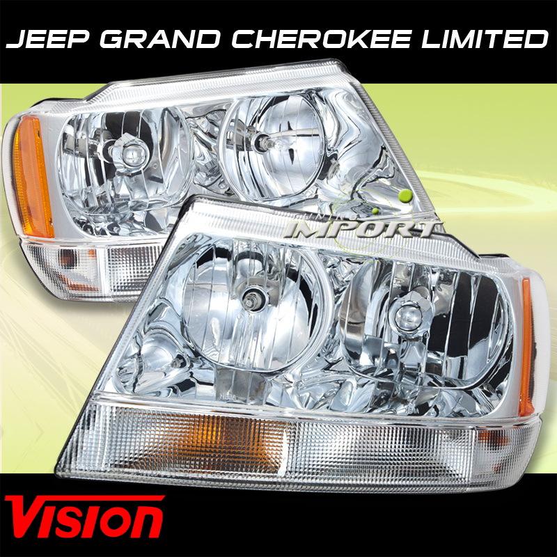 Vision 99-04 jeep grand cherokee replacement pair headlight headlights set l+r