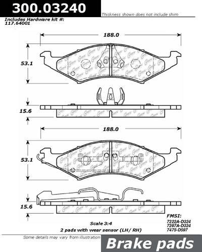 Centric 300.03240 brake pad or shoe, front-premium semi-met pads w/shims