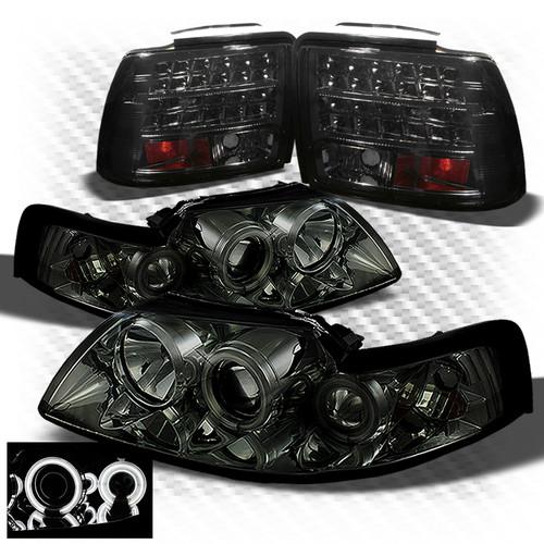 99-04 mustang smoked ccfl projector headlights + philips-led perform tail lights