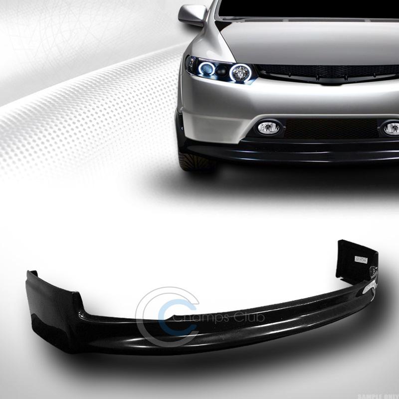 Black mu-sport front bumper spoiler lip body kit abs 06-08 honda civic 2dr coupe