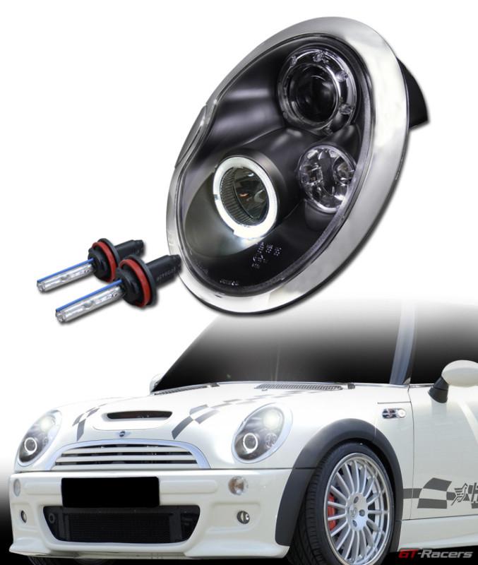 6000k hid xenon black halo projector head lights signal amber 02-05 mini cooper