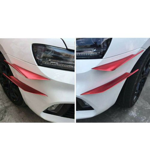 Vehicle front bumper canards diffuser valence spoiler lip fin body kit sport red