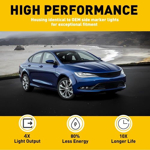 Smoked led front corner marker side indicator lights for 2015-2017 chrysler 200