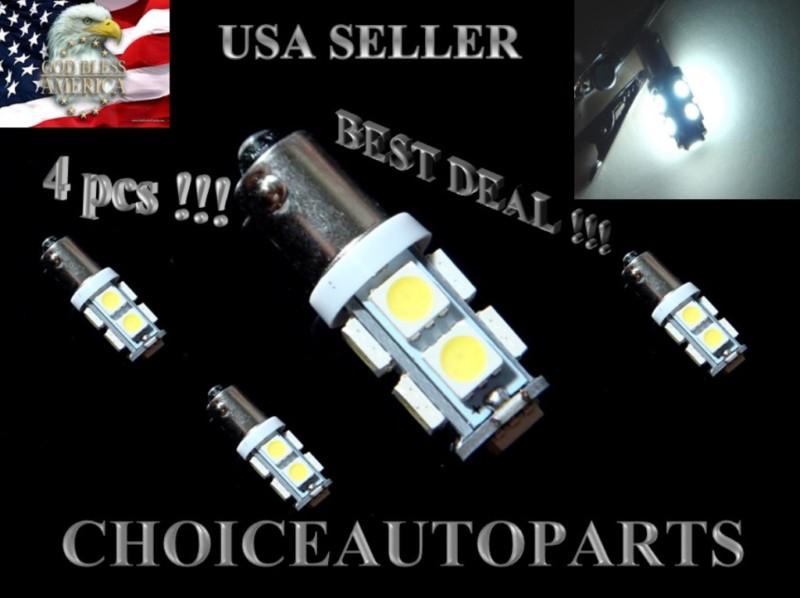 4x ba9s 5050 9 smd white car led interior, dome, licence plate light bulbs h6w