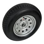 Trailer tire on rim st205/75d15 lrc bias 6 ply 5 lug 5x5 silver modular wheel