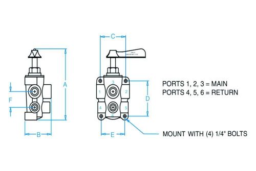 Groco 1/2&#034; npt x 3/8&#034; npt 6-way bronze valve