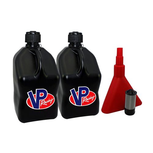 Vp fuel 2 pack black 5 gallon race fuel jug race gas can w/ fuel funnel-filter