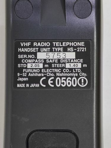 Furuno hs-2721 rb-2721 handset f/fm-2721 marine vhf radiotelephone ,  hc#382