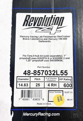 -new- mercury rev 4 x 14.6 x 25p rh, revolution 4 lab finish ss propeller