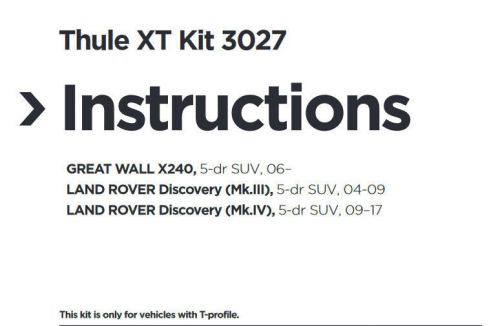 New thule 3027 roof bars fitting kit, landrover discovery 04-09, 09-17