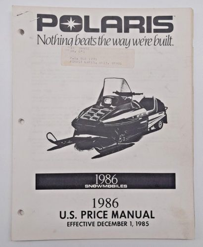 Vintage 1986 polaris snowmobile parts u.s. price manual - not a copy!