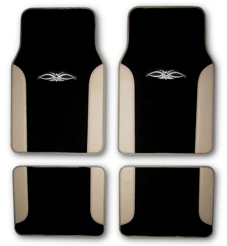 Cpr racing beige tan black car truck suv embroidered universal floor mats l