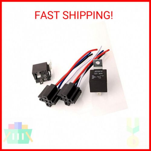 Jd1912 car relay harness 12v 40a 4 pin spst 12awg harness sockets with color-lab