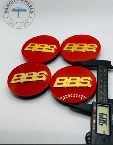 Bbs wheel center caps 70mm genuine emblem red gold 3d logo - p5624206 set 4pcs