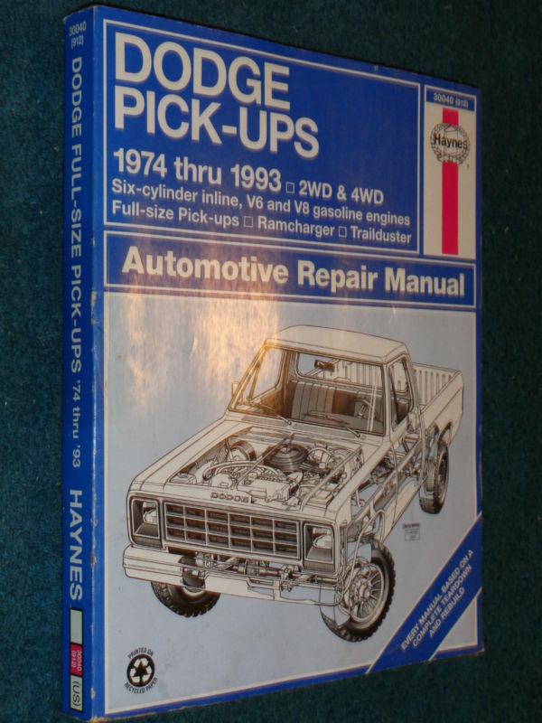 1974-1993 dodge truck shop manual 92 91 90 89 88 87 86