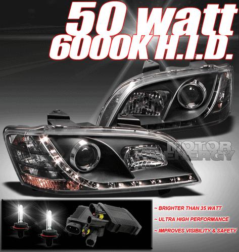 2008 2009 2010 pontiac g8 gt gxp drl led black projector headlights w/hid 50w 6k