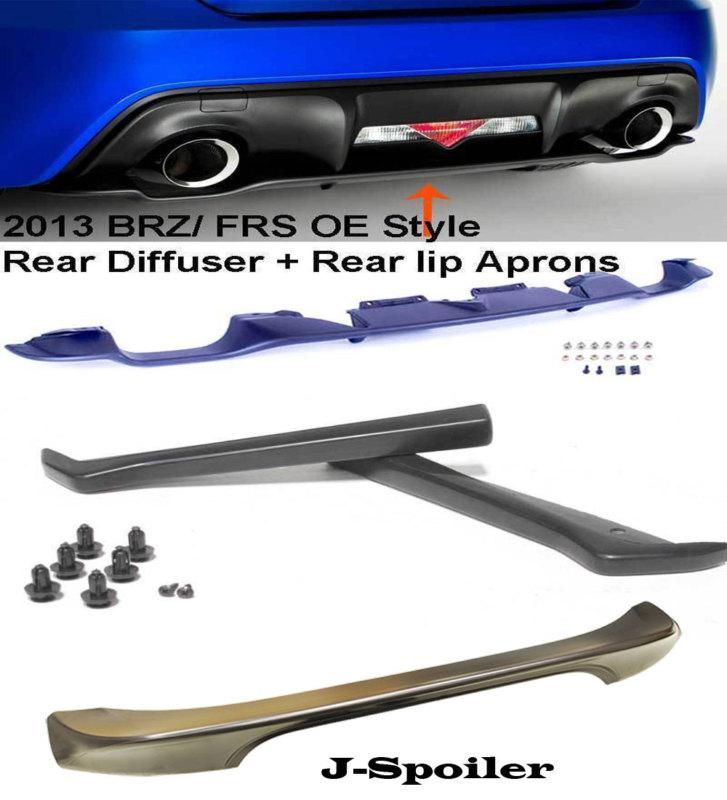 2013-2014 scion frs gt86 rear diffuser +type-a rear aprons + j- spoiler (black)