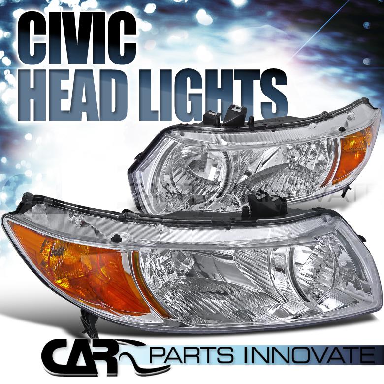 Honda 06-11 civic 2dr coupe clear jdm crystal head lights lamp+amber