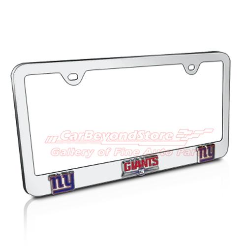 Nfl new york giants 3d chrome metal license plate frame, licensed + free gift