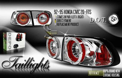 Depo pair euro style chrome altezza tail lights w/ led 92-95 honda civic 2/4dr