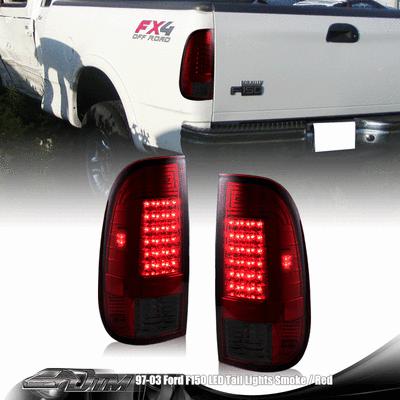 1997-2003 ford f150 pickup truck led red housing smoked lens tail lights lamps