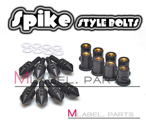 Spike black windscreen fairing bolts screws zx-14r 1400 zzr 1400 zx9r zx7r zx12r