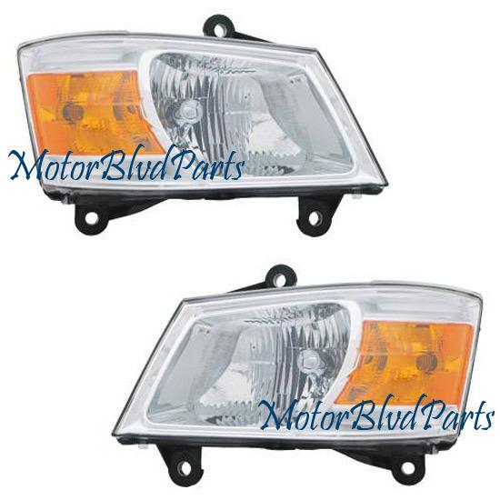 08-10 grand caravan headlamps headlights lh+rh set 2pc