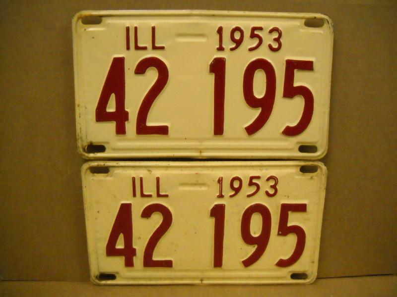 Illinois license plates 1953  ford chevy mopar buick olds pontiac dodge ratrod