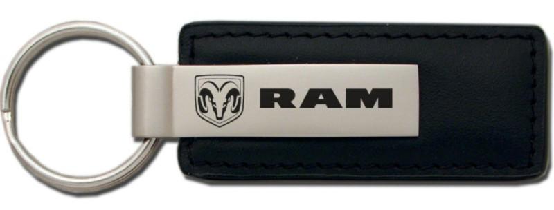 Chrysler ram black leather keychain / key fob engraved in usa genuine