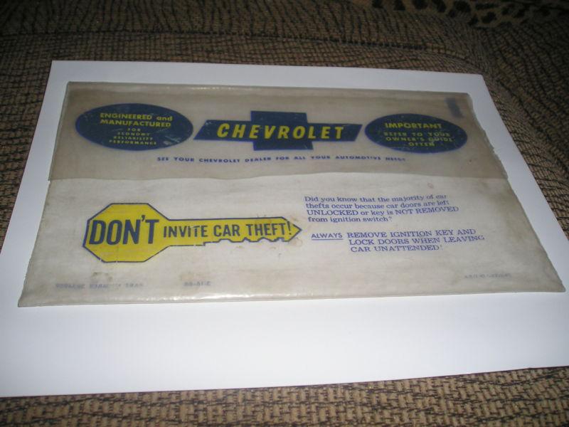 1967,68 original chevrolet/corvette plastic manual bag/sleeve/pouch