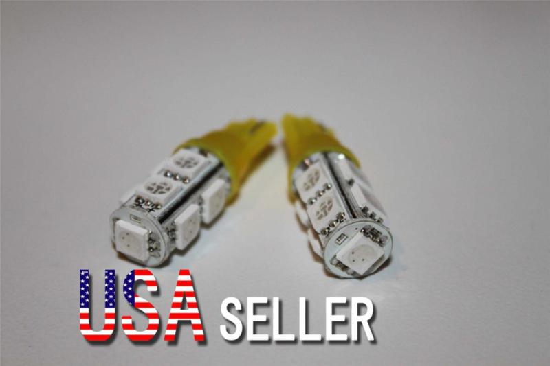 2pcs xenon t10 wedge 9-smd 5050 led light bulbs 192 168 194 w5w 2825 158 amber