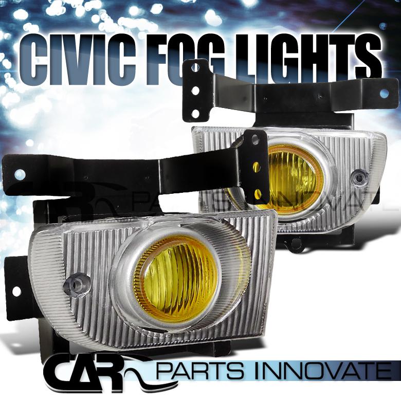 Honda 92-95 civic 4dr sedan yellow fog driving lights kit+switch