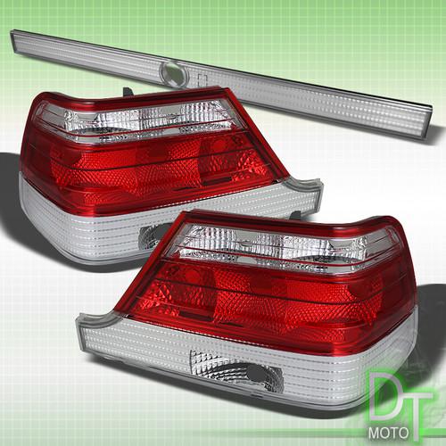 95-99 mercedes benz w140 s-class sedan red clear tail lights w/ trunk 3pcs lamps