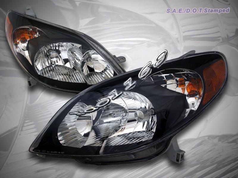 03 04 05 06 07 08 toyota matrix black crystal headlights headlamps assembly